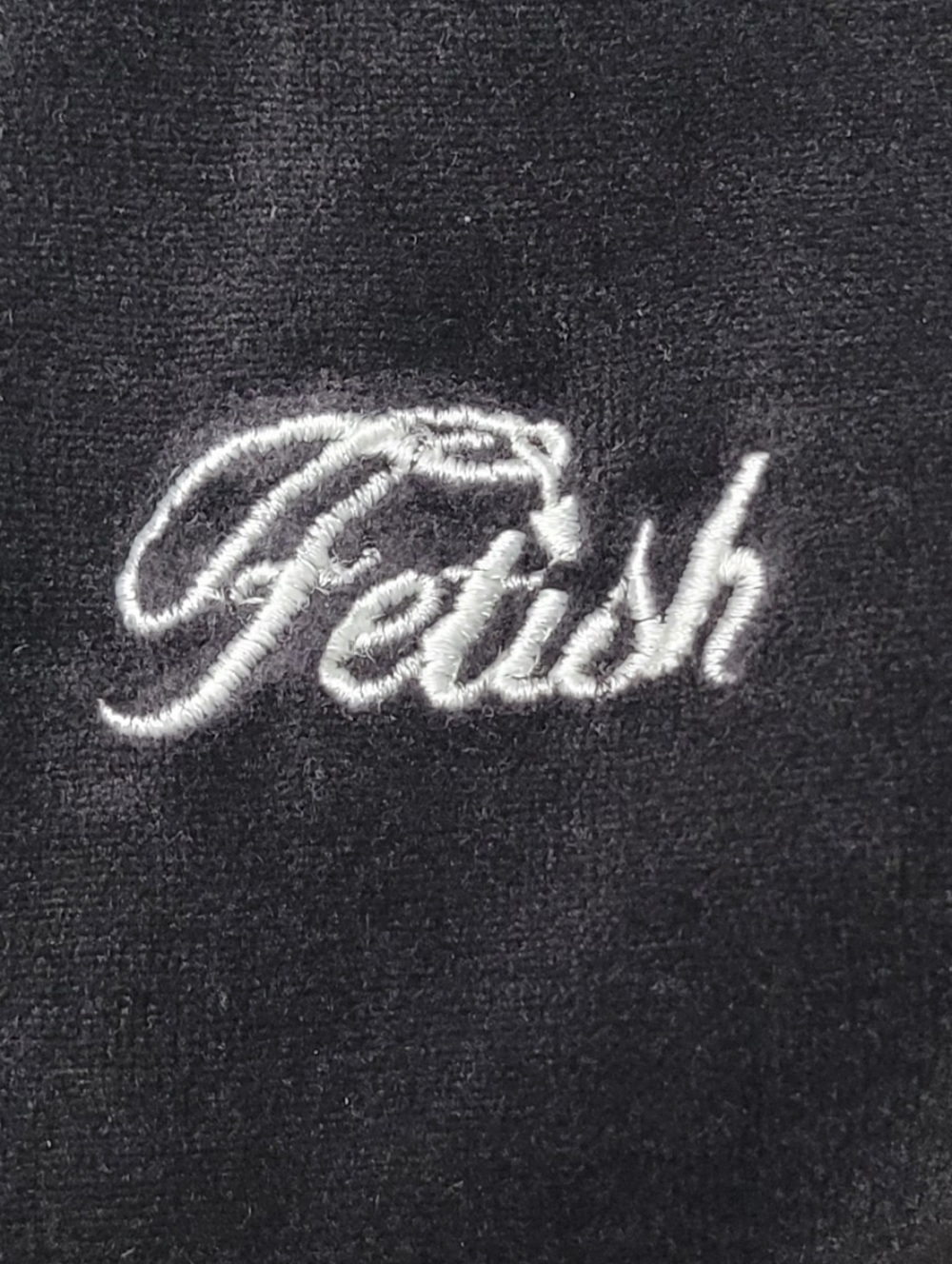 Rare 90s Vintage Fetish By Eve Spell Out Black Velvet Fitted Zip-Up Hoodie S - Picture 5 of 13